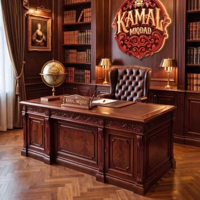 Set Meja Kantor Kayu Jati Mewah